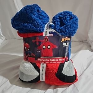 NWT Marvel Spider-Man Plush Lined Oversized Hoodie Youth Graphic One Size Red